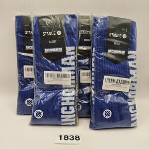 LOT OF 4 - STANCE ANCHORMAN MEN'S LARGE CREW HEIGHT CASUAL SOCKS BLUE NWT